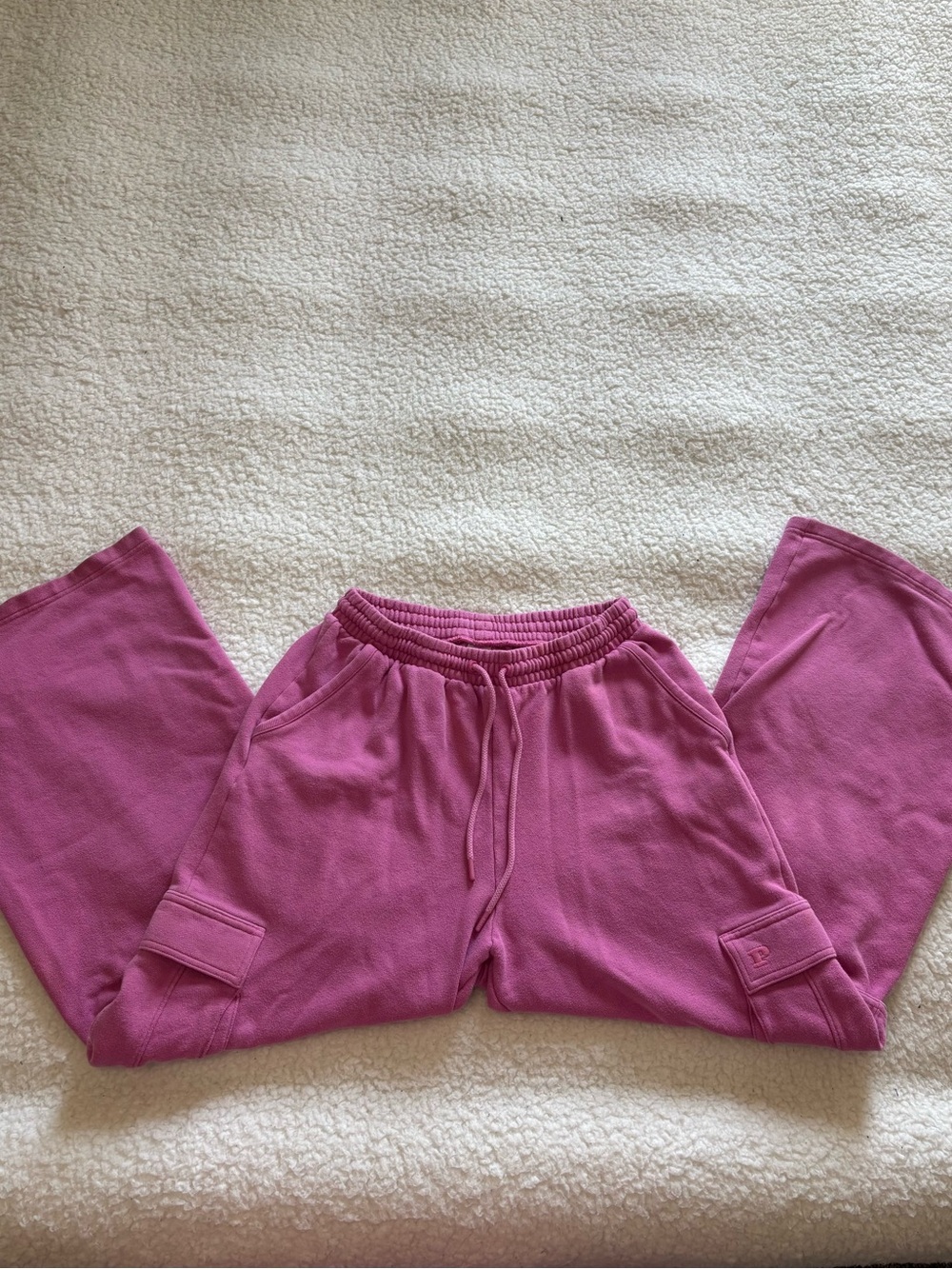 Victoria’s Secret Pink Women Cargo Campus Fleece Wide Leg Sweatpants